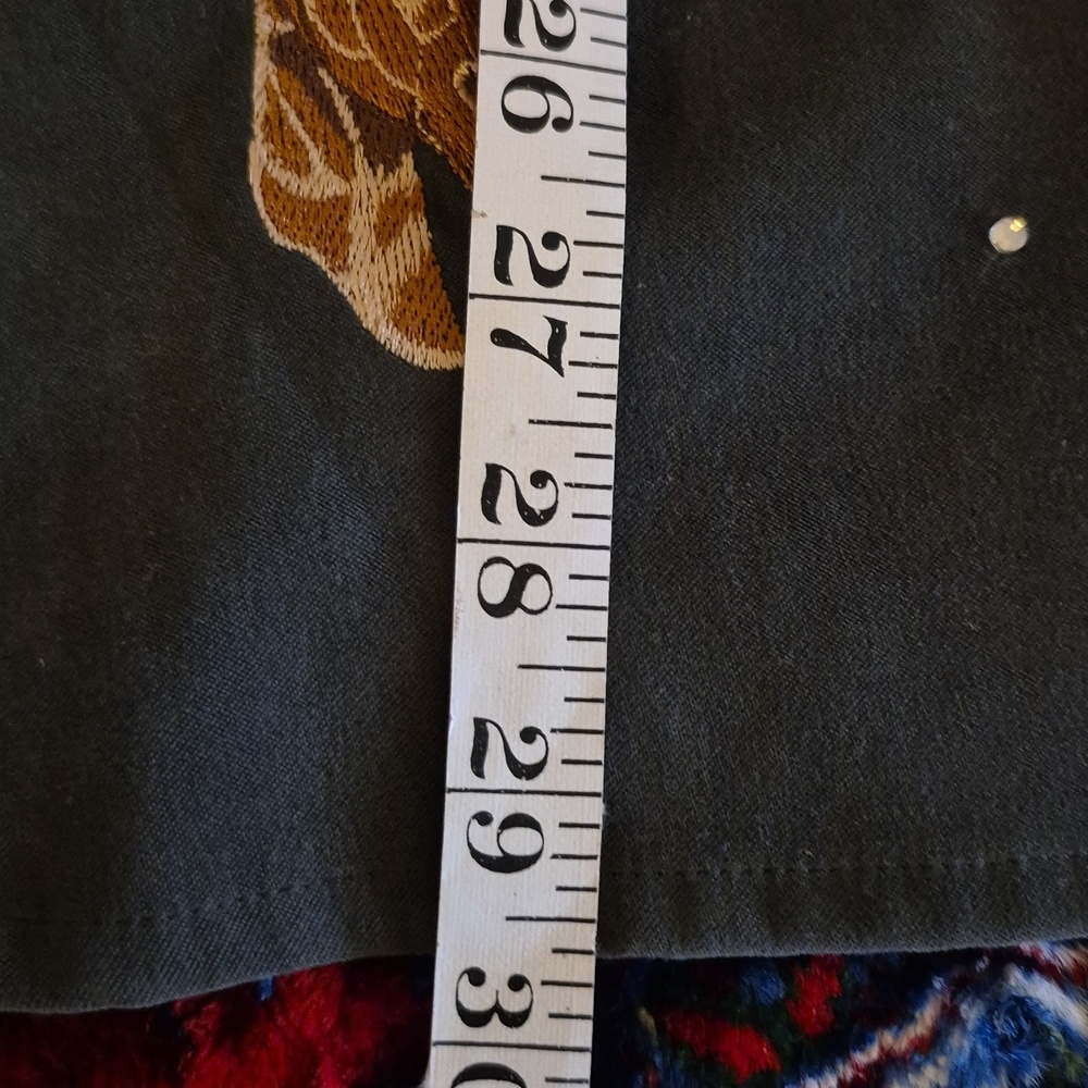 Quacker Factory Vintage Green Faux Suede Embroidered Giraffe Motif.(#1824) Sz.L. - Picture 10 of 15